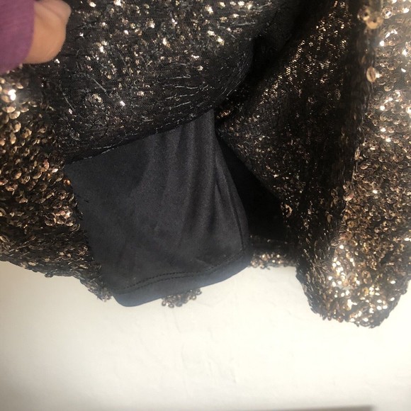 She + Sky  Gold Metallic shimmer sequin cocktail party dress Size Small - Picture 5 of 9